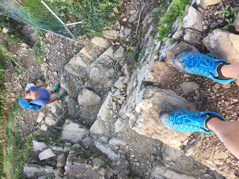 Image Title: OK, Trail 531 between Manarola and Riomaggiore gets a little steep in places. [Photo: Open Door Travelers]