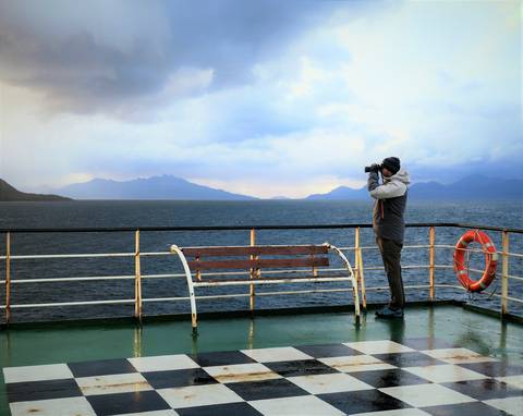 Image Title: Whale Watching on the Patagonia Ferry. [Photo: Open Door Travelers]