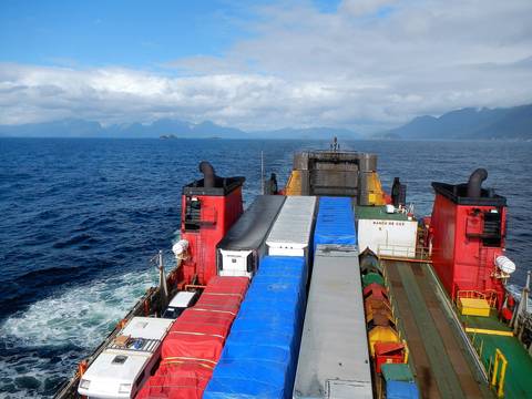 Image Title: Riding the Ferry with Containers and Cargo.  [Photo: Open Door Travelers]