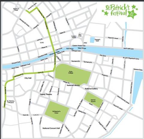 Image Title: Dublin St. Patrick's Day Parade Route [Photo: Internet]