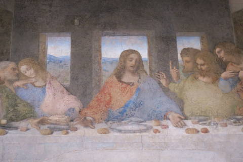 Image Title: Jesus in Davinci's famous, Last Supper painting in Milan [Photo: Open Door Travelers]