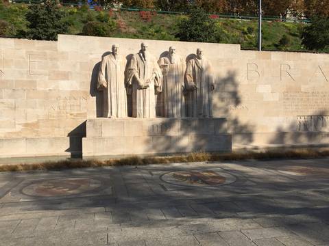 Image Title: The Reformation Wall, monument to the Protestant Reformation. [Photo: Open Door Travelers]