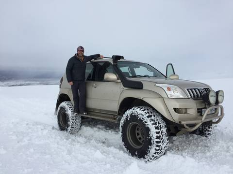 Image Title: Bad Ass Super Jeep Tour of  Langjökull glacier. [Photo: Open Door Travelers]