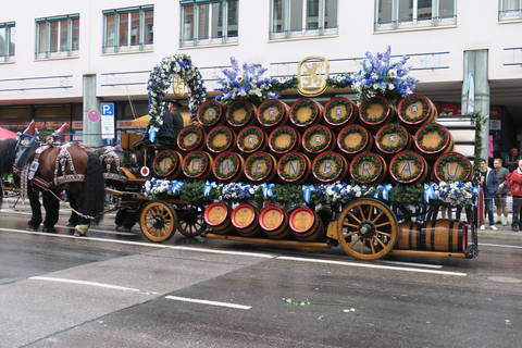 Image Title: A beer Wagon headed to the Lownebrau Beer Tent. [Photo: Open Door Travelers]