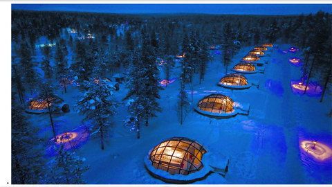 Image Title: Glass Igloos in the Arctic Circle, Finland [Photo: www.kakslauttanen.fi]